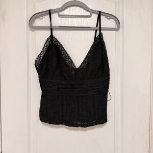 NWT Cropped Black Lace Tank